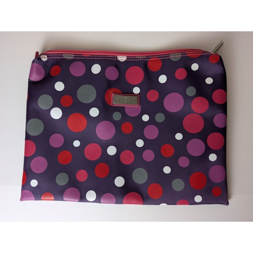 Hadaki Women's Zipper Travel Wallet Purse Pouch Purple Polkadot Pattern
